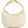 Madewell Micro Chain Handle Leather Hobo Bag In Ecru