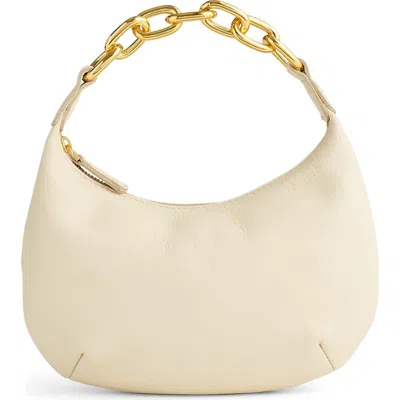 Madewell Micro Chain Handle Leather Hobo Bag In Ecru