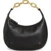 Madewell Micro Chain Handle Leather Hobo Bag In True Black