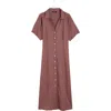 Madewell Short Sleeve Button-up Midi Shirtdress In Chalked Fig