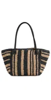 Madewell Mini Black And White Straw Tote Natural Multi