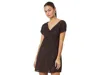 Madewell Mini Dress Women's 6 Black Abstract Print V-neck Short Sleeve Erk577 In Black