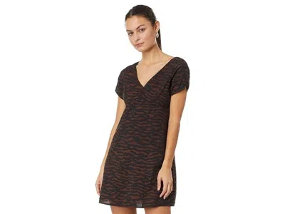 Madewell Mini Dress Women's 6 Black Abstract Print V-neck Short Sleeve Erk577