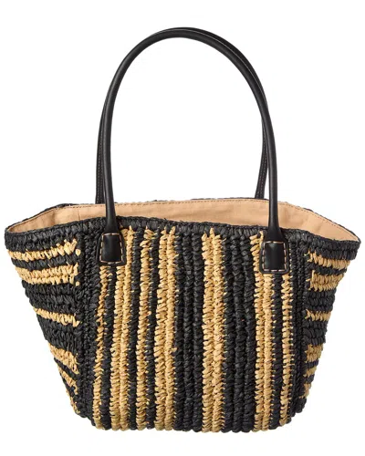 Madewell Mini Straw & Leather Tote In Brown