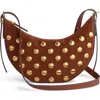Madewell Mini Stud Essentials Crescent Leather Shoulder Bag In Soft Mahogany