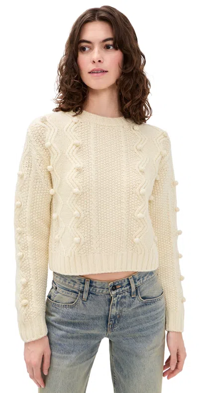 Madewell Mix Stitched Crew Neck Sweater In Wool Ivory In White