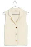 Madewell Mixed Button Rib Polo Tank In Antique Cream