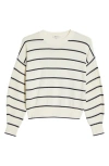 Madewell Striped Ribbed-sleeve Sweater Navy Stripe Combo In White
