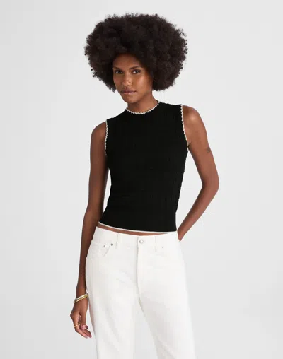 Madewell Mixed Stitch Sleeveless Sweater In Black