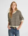Madewell Mixed Stripe Pullover Sweater In Black