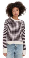 Madewell Mixed Stripe Pullover Sweater Mocha/ivory In Black