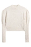 Madewell Mock Neck Puff Sleeve Alpaca Blend Sweater In Heather Alabaster