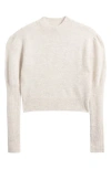 Madewell Mock Neck Puff Sleeve Alpaca Blend Sweater In Heather Alabaster