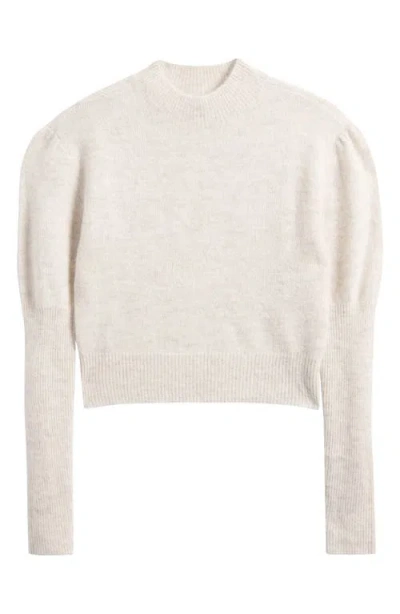 Madewell Mock Neck Puff Sleeve Alpaca Blend Sweater In Heather Alabaster