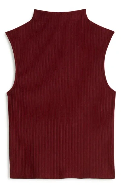 Madewell Mock Neck Sleeveless Rib Top In Cabernet