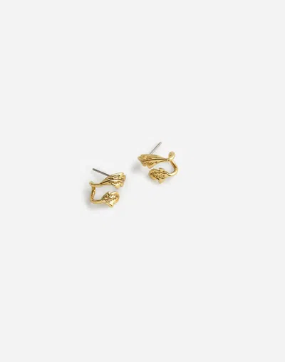 Madewell Monstera Leaf Double Huggie Hoop Earrings In Gold
