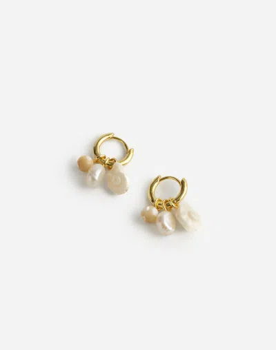 Madewell Mother Of Pearl Charm Huggie Hoop Earrings