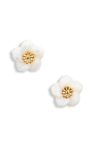 Madewell Mother-of-pearl Flower Stud Earrings In Gold/freshwater Pearl