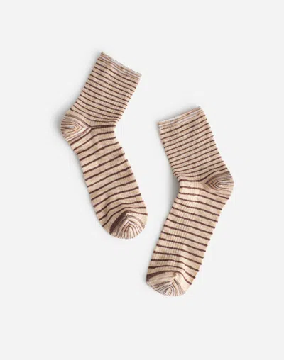 Madewell Multicolor Stripe Ankle Socks In Vintage Ivory