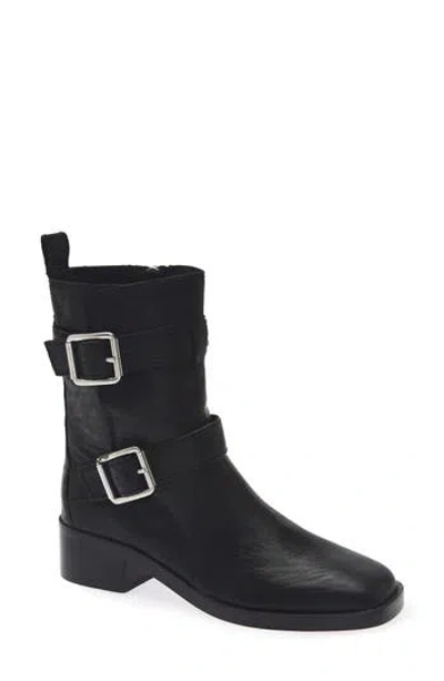 Madewell Nami Moto Leather Boot In True Black