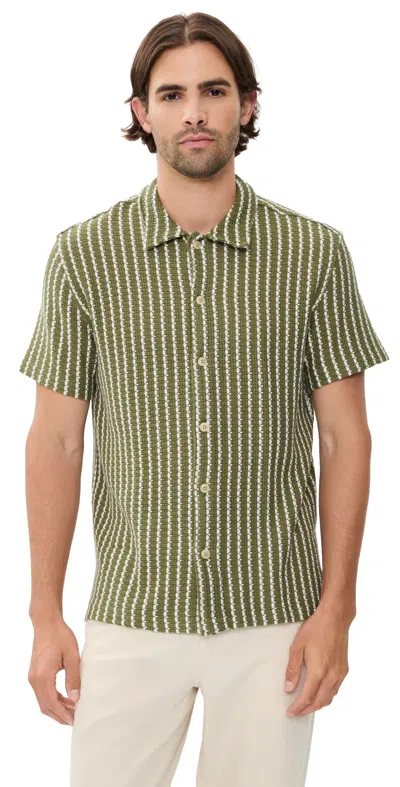Madewell Naples Collared Shirt Stripe Olive In Multi