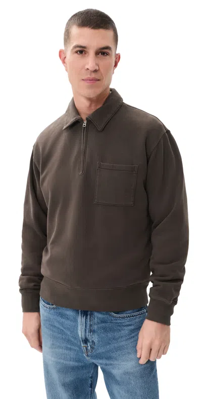 Madewell New Mccarren Quarter Zip Sweatshirt Molasses In Brown