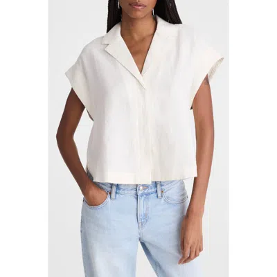 Madewell Notch Collar Linen Popover Shirt In White