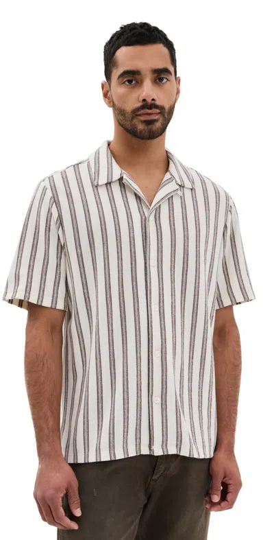 Madewell Nubby Easy Camp Collar Shirt Stripe Vintage Ivory In Parchment
