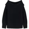 Madewell Cotton-blend Off-shoulder Sweater In True Black