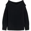 Madewell Cotton-blend Off-shoulder Sweater In True Black