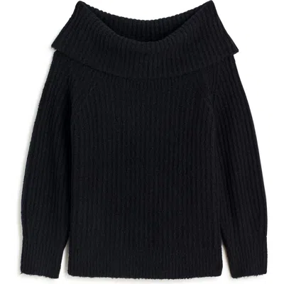 Madewell Cotton-blend Off-shoulder Sweater In True Black