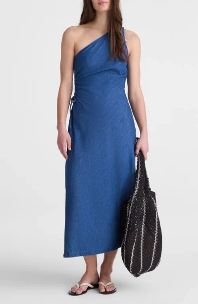 Madewell Denim One-shoulder Maxi Dress In Blue