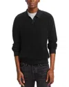 Madewell Open Collar Merino Wool Polo Sweater In Black