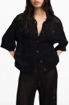 Madewell Open Stitch Button Front Cardigan In Black