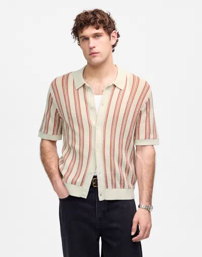Madewell Open-stitch Button-up Sweater Polo In Nude