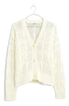 MADEWELL OPEN STITCH CABLE COTTON CARDIGAN SWEATER