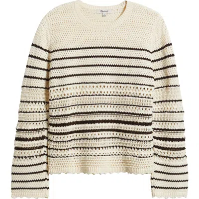 Madewell Open Stitch Cotton Sweater In Brown