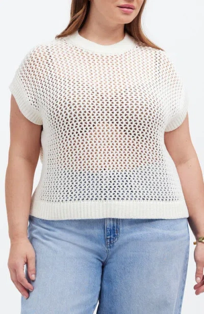 Madewell Open Stitch Sweater Top In Bright Ivory