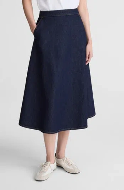 Madewell Organic Cotton Denim Midi Skirt In Rinse Wash