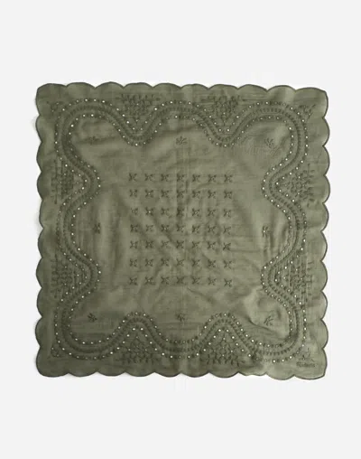 Madewell Organic Cotton Eyelet Bandana In Green