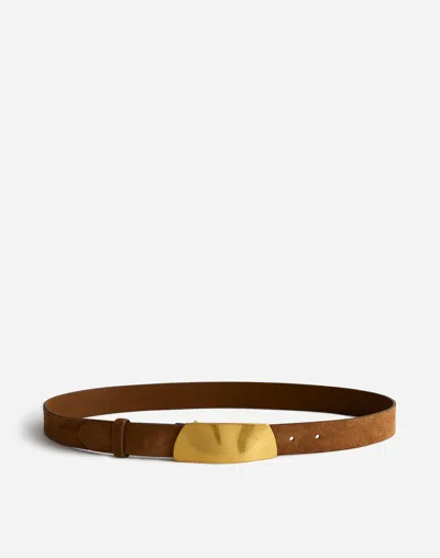 Madewell Organic Hardware Suede Belt In Aged Cognac