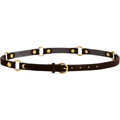 Madewell O-ring Studded Suede Belt In Dark Carob