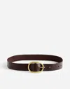 Madewell Oval-buckle Distressed Leather Belt In Coffee Bean