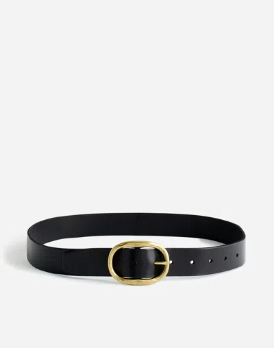 Madewell Oval-buckle Distressed Leather Belt In True Black