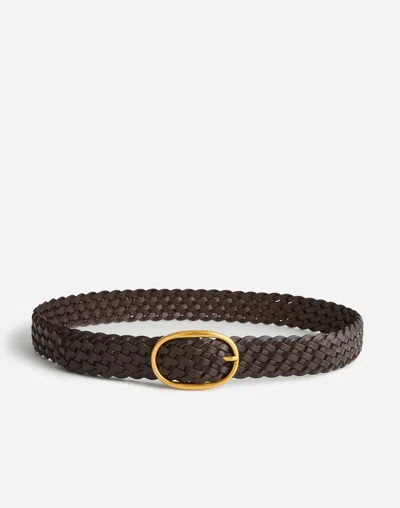 Madewell Oval-buckle Woven Leather Belt In Coffee Bean