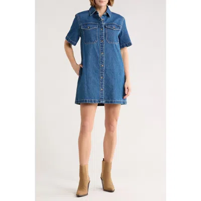 Madewell Oversize Denim Mini Shirtdress In Blue