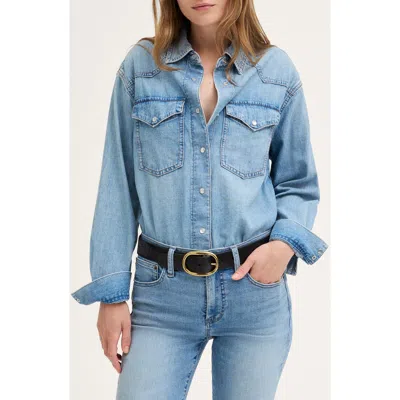 Madewell Denim Oversized Western Shirt In Blue