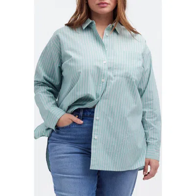 Madewell Oversize Stripe Cotton Button-up Shirt In Blue