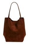 Madewell Oversize Suede Shopper In Soft Mahogany
