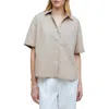 Madewell Oversized Boxy Short Sleeve Poplin Button-up Shirt In Dark Oat